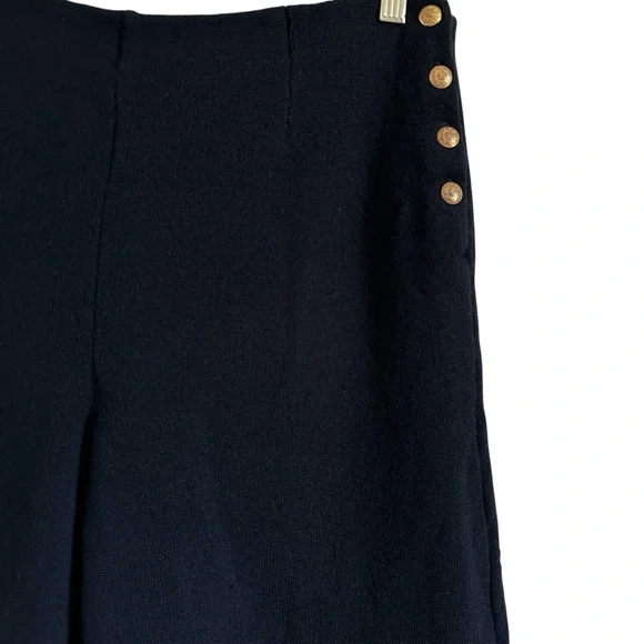 Vintage Lauren Ralph Lauren 100% Merino Wool Navy Wide Leg Cropped Pants L - Picture 4 of 9